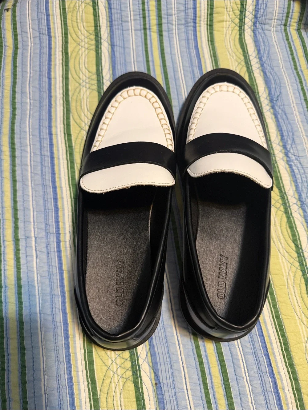 Old Navy Black and White Classic Penny Loafers